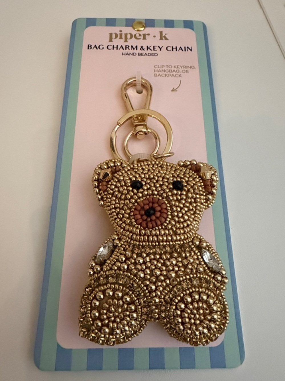 Piper•k Beaded Teddy Bear Bag Charm & Key Chain